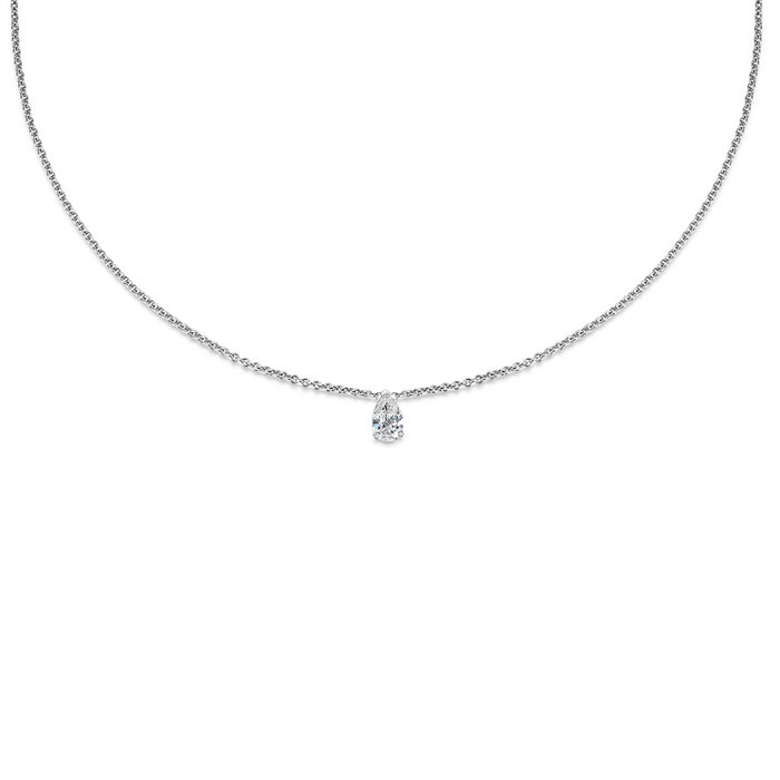 Pear Solitaire Thin Chain Moissanite Pendant Necklace image 1