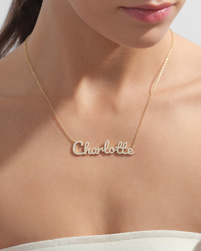 Pave Name Moissanite Pendant Necklace image 2