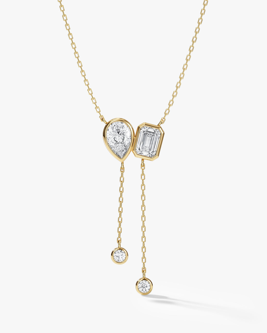Mixed Shape Toi Et Moi Lariat Moissanite Pendant Necklace image 1