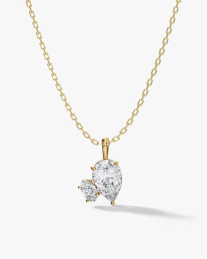 Mixed Shape Toi Et Moi Moissanite Pendant Necklace image 1