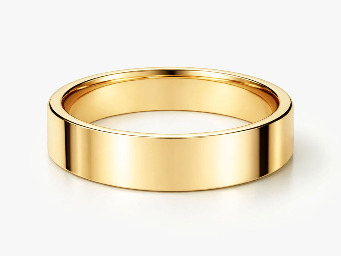 4mm classic flat wedding band in yellow gold