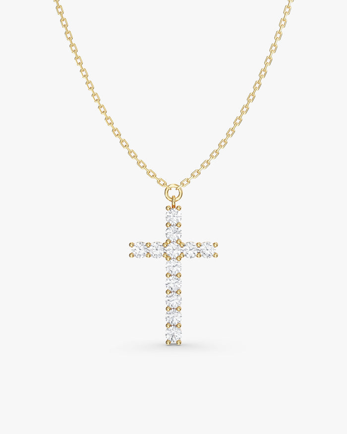 Prong Set Cross Moissanite Pendant Necklace image 1