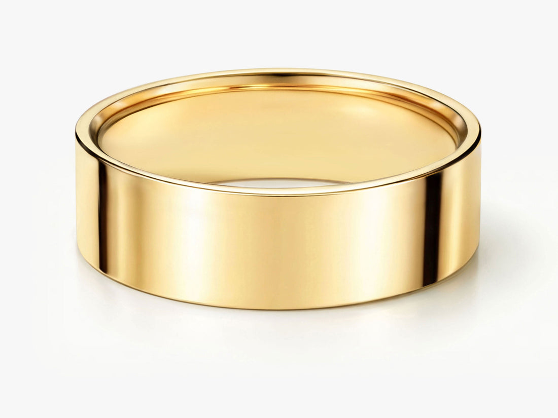 6mm classic flat wedding band in yellow gold