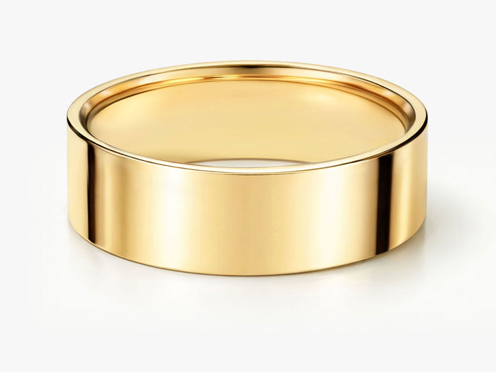 6mm classic flat wedding band in yellow gold