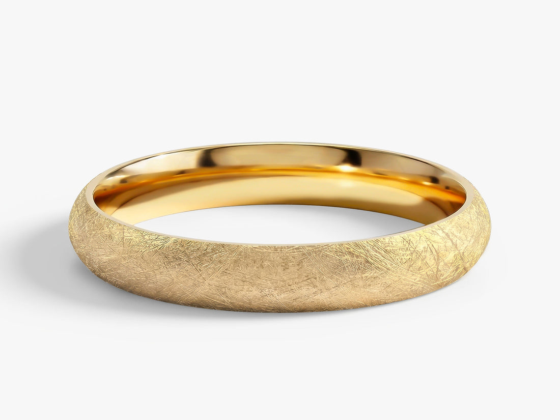 3mm dome wedding band with ice matte finish in yellow gold