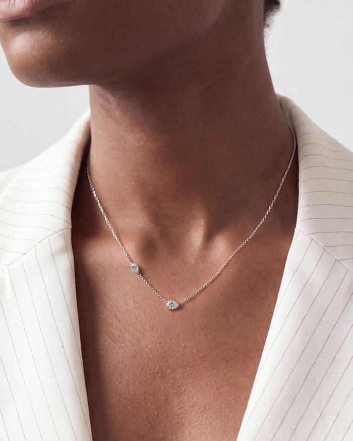 Double Pear Station Moissanite Pendant Necklace image 2