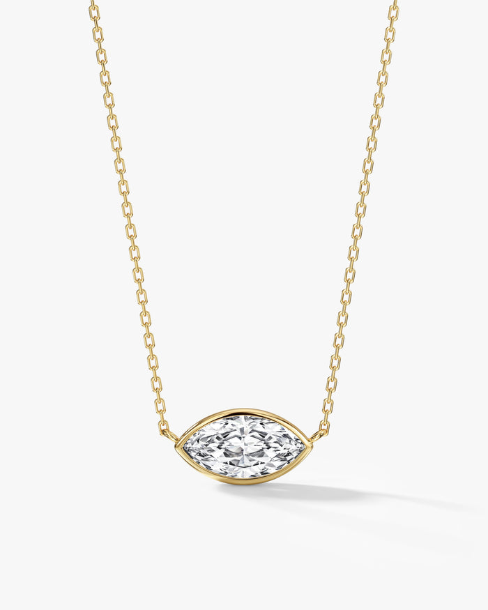 Marquise Bezel Moissanite Pendant Necklace image 1