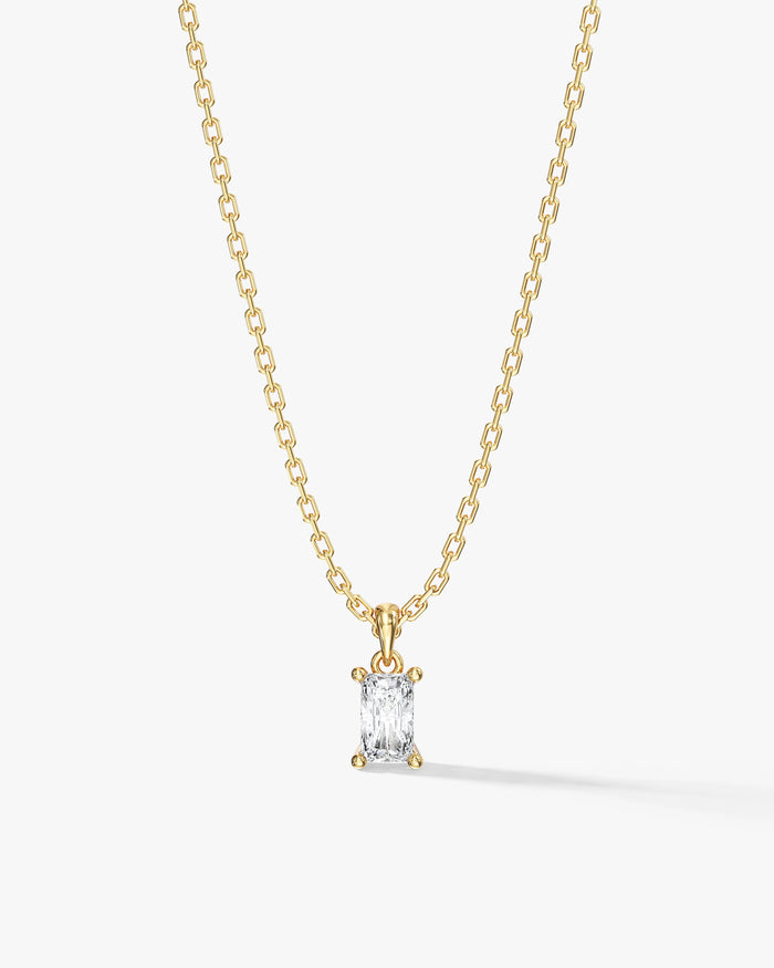 Radiant Cut Solitaire Moissanite Pendant Necklace image 1