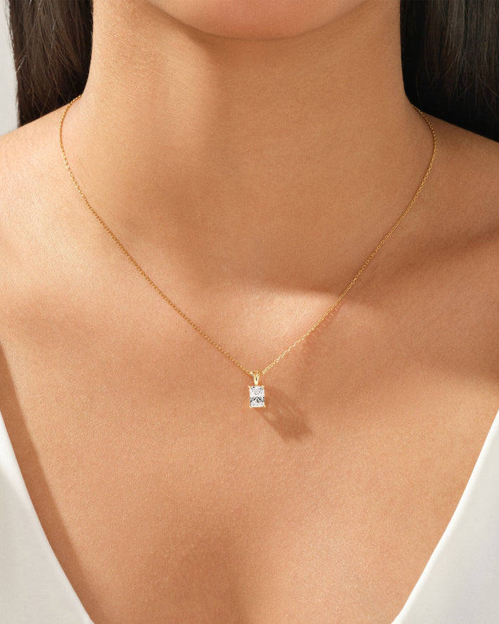 Radiant Cut Solitaire Moissanite Pendant Necklace image 2