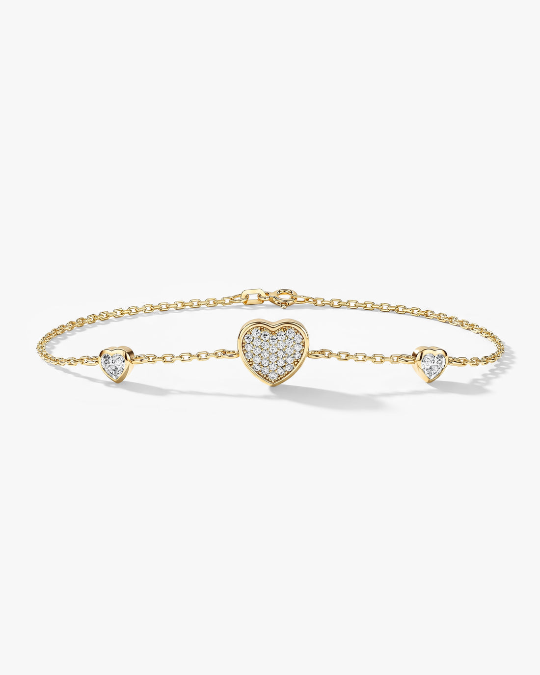 Pave Heart Triple Moissanite Bracelet image 1