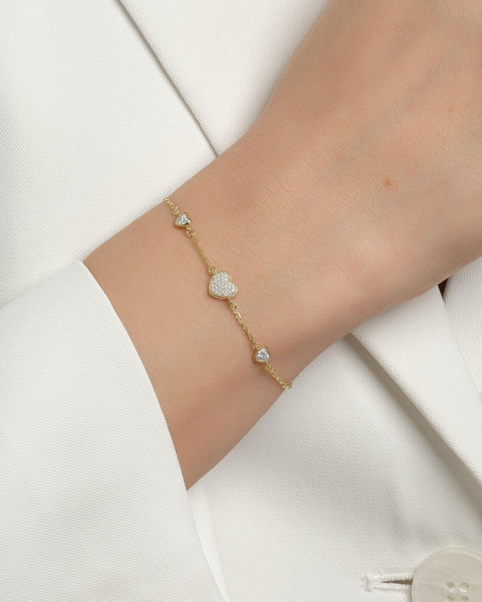 Pave Heart Triple Moissanite Bracelet image 2