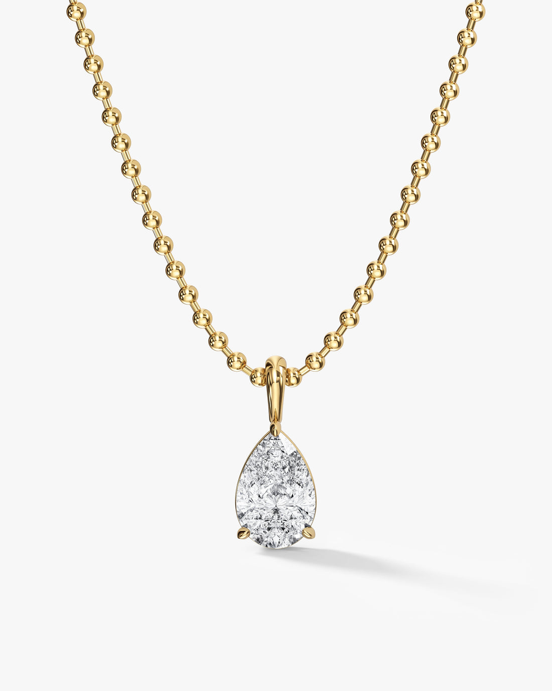 Pear Ball Chain Moissanite Pendant Necklace image 1