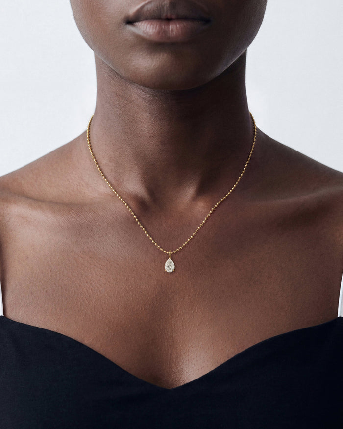Pear Ball Chain Moissanite Pendant Necklace image 2