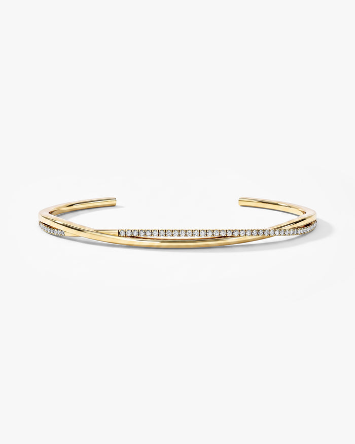 Twisted Gemstone Open Cuff Moissanite Bracelet image 1