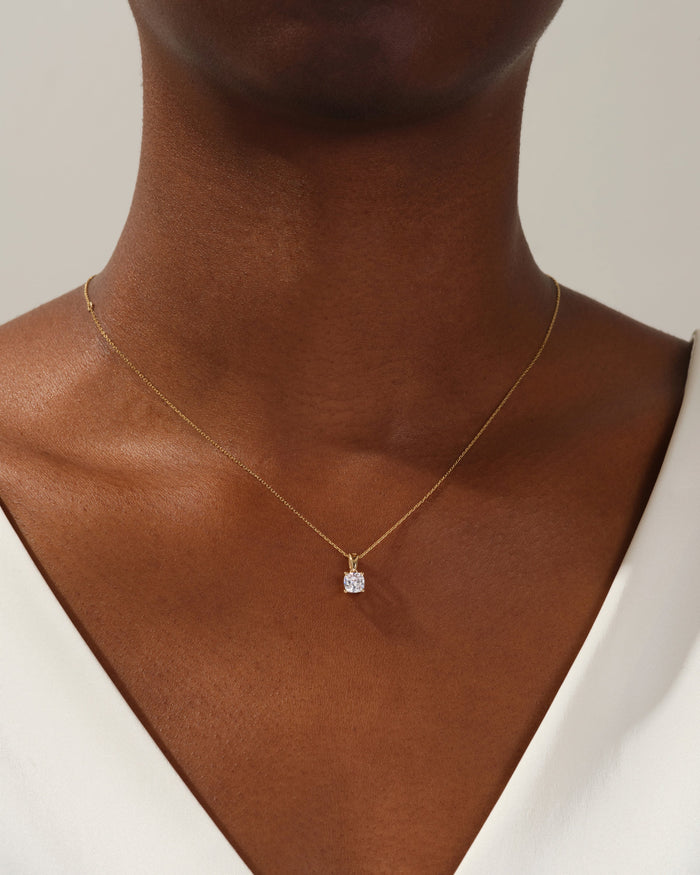 Cushion Cut Solitaire Moissanite Pendant Necklace image 2
