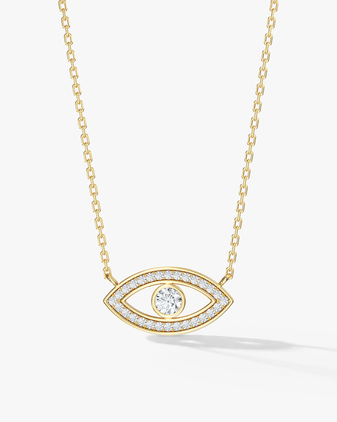 Bezel Evil Eye Moissanite Pendant Necklace image 1