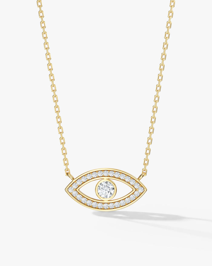Bezel Evil Eye Moissanite Pendant Necklace image 1