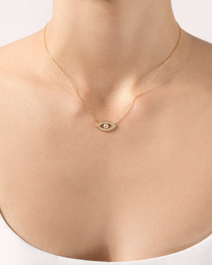 Bezel Evil Eye Moissanite Pendant Necklace image 2