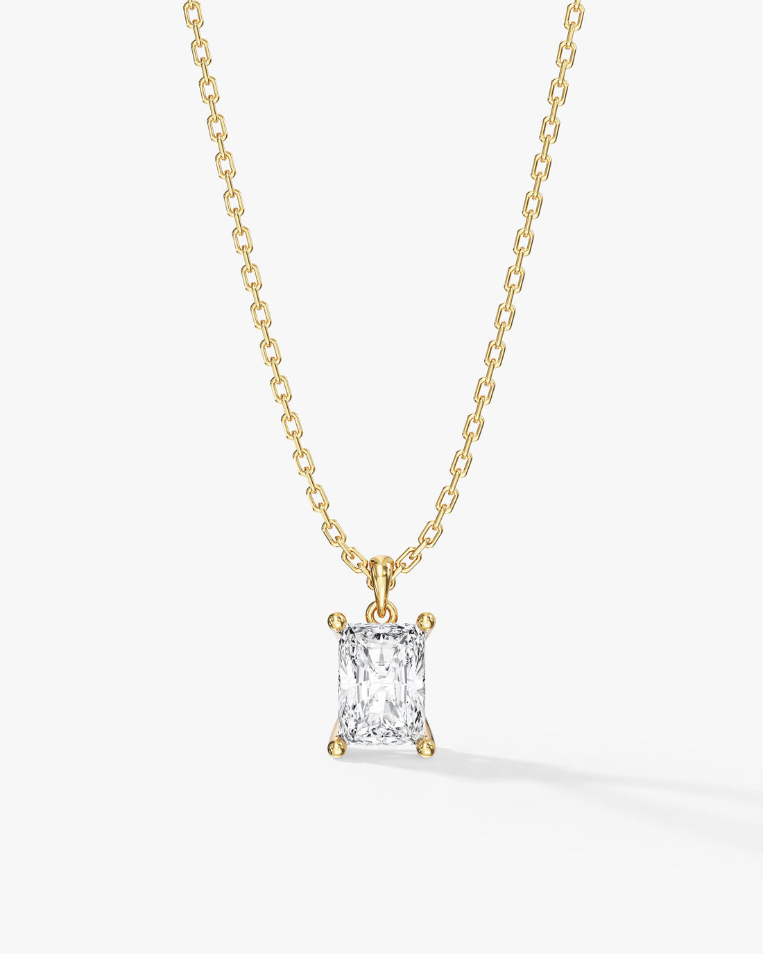 Radiant Cut Solitaire Cable Chain Moissanite Pendant Necklace image 1
