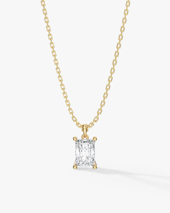 Radiant Cut Solitaire Cable Chain Moissanite Pendant Necklace image 1