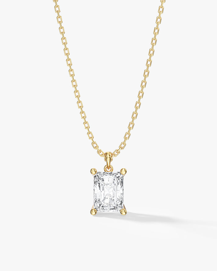 Radiant Cut Solitaire Prong Moissanite Pendant Necklace image 1