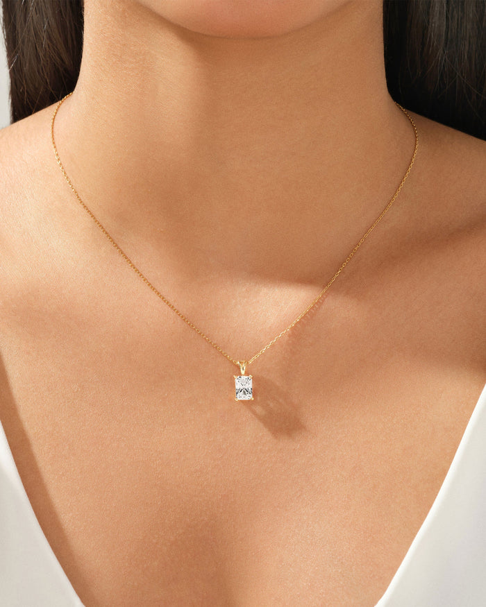 Radiant Cut Solitaire Prong Moissanite Pendant Necklace image 2