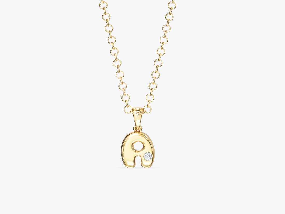 Bubble Initial Moissanite Pendant Necklace image 1