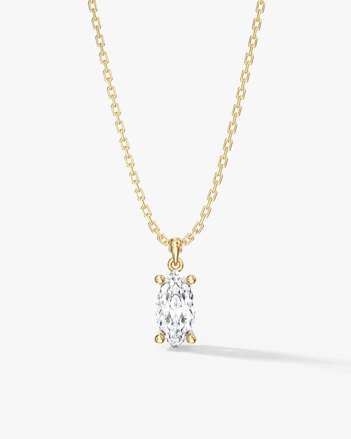 Marquise Cut Solitaire Moissanite Pendant Necklace image 1