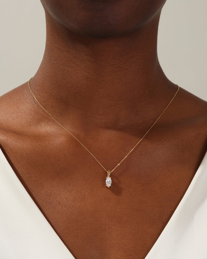 Marquise Cut Solitaire Moissanite Pendant Necklace image 2