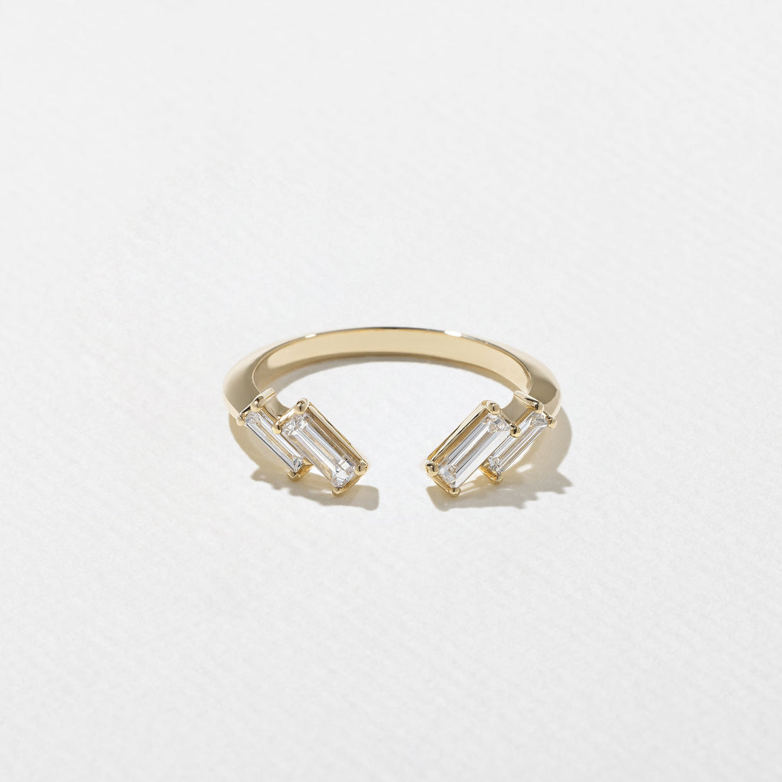 Baguette lab grown diamond open shank wedding band front view
