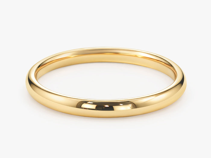 2mm classic dome wedding band in yellow gold