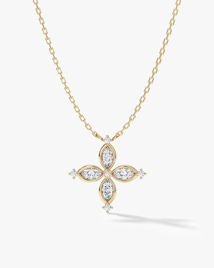 Marquise Flower Moissanite Pendant Necklace image 1