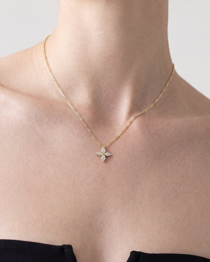 Marquise Flower Moissanite Pendant Necklace image 2