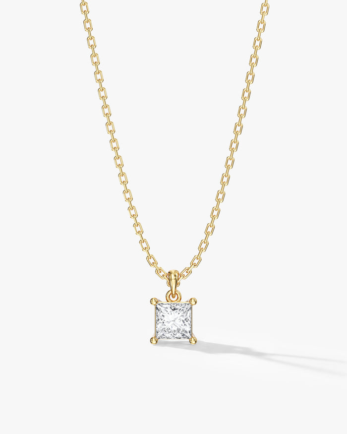 Princess Cut Solitaire Moissanite Pendant Necklace image 1