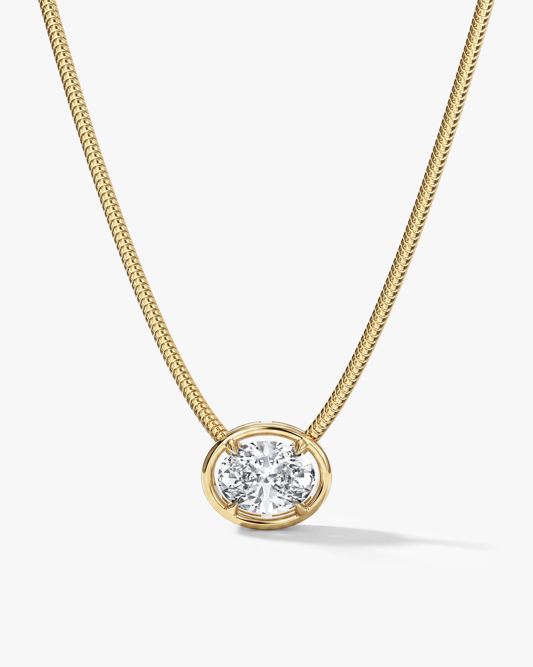 Oval Snake Chain Moissanite Pendant Necklace image 1