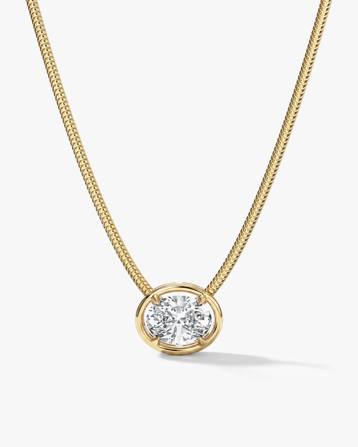 Oval Snake Chain Moissanite Pendant Necklace image 1