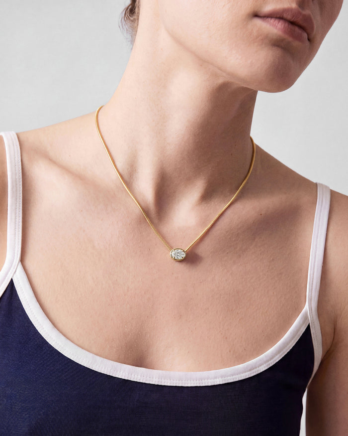 Oval Snake Chain Moissanite Pendant Necklace image 2