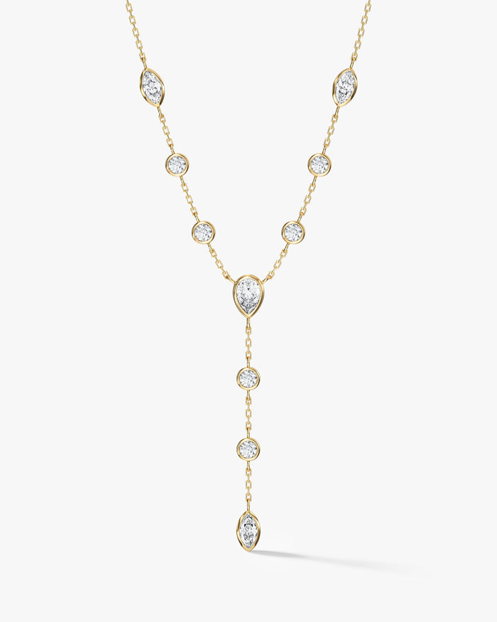 Station Lariat Moissanite Pendant Necklace image 1