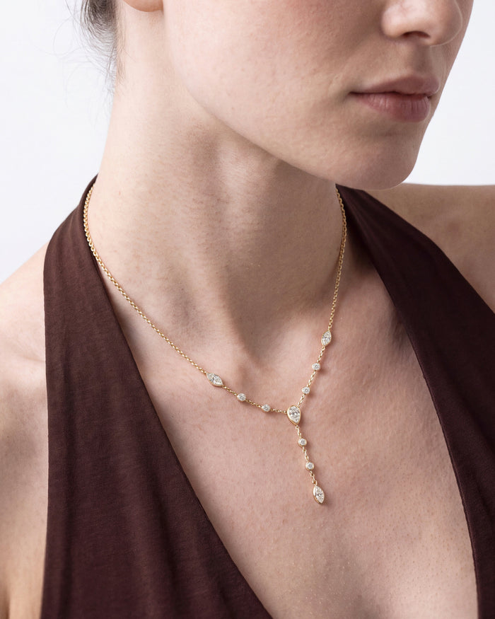 Station Lariat Moissanite Pendant Necklace image 2