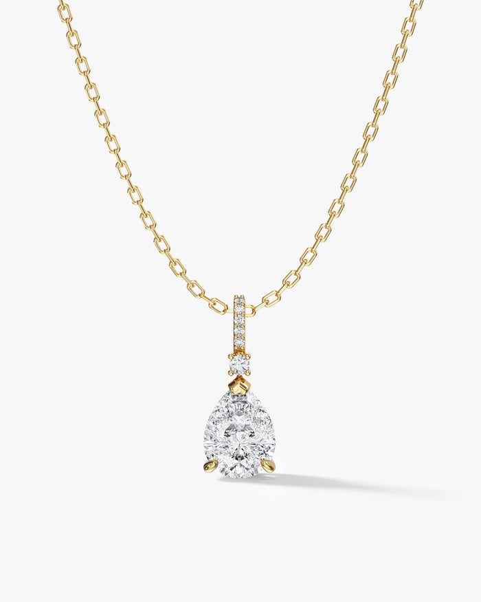 Pear Pave Bail Moissanite Pendant Necklace image 1