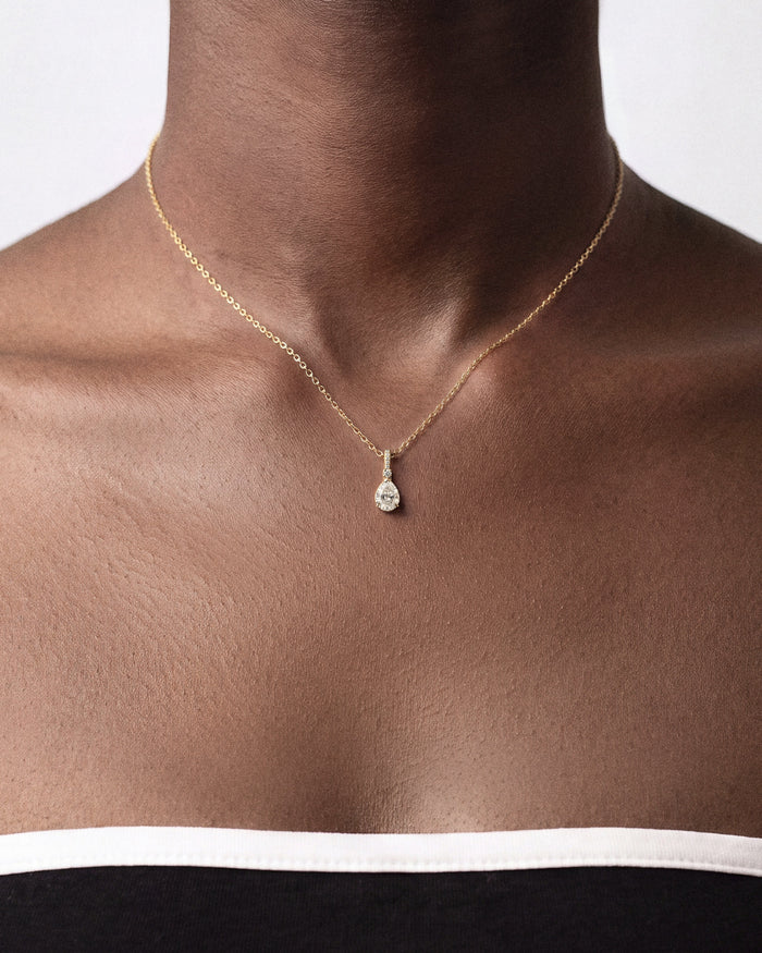 Pear Pave Bail Moissanite Pendant Necklace image 2