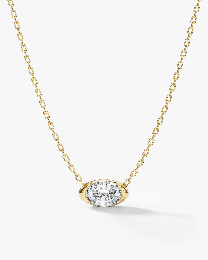 East West Oval Moissanite Pendant Necklace image 1