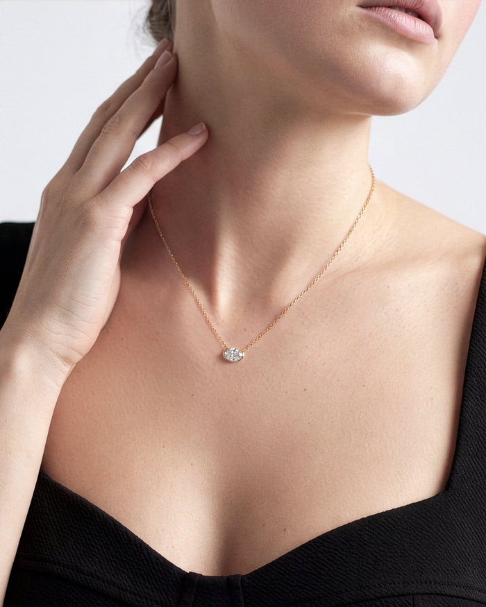 East West Oval Moissanite Pendant Necklace image 2