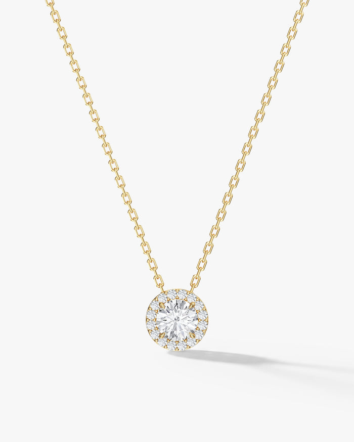 Round Halo Moissanite Pendant Necklace image 1