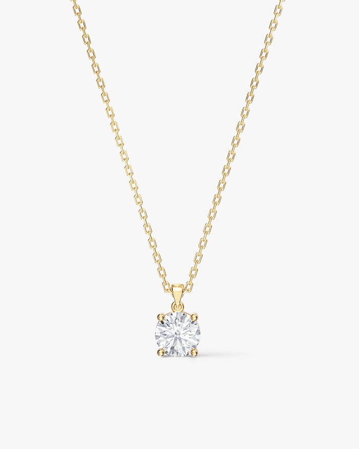 Round Cut Solitaire Moissanite Pendant Necklace image 1