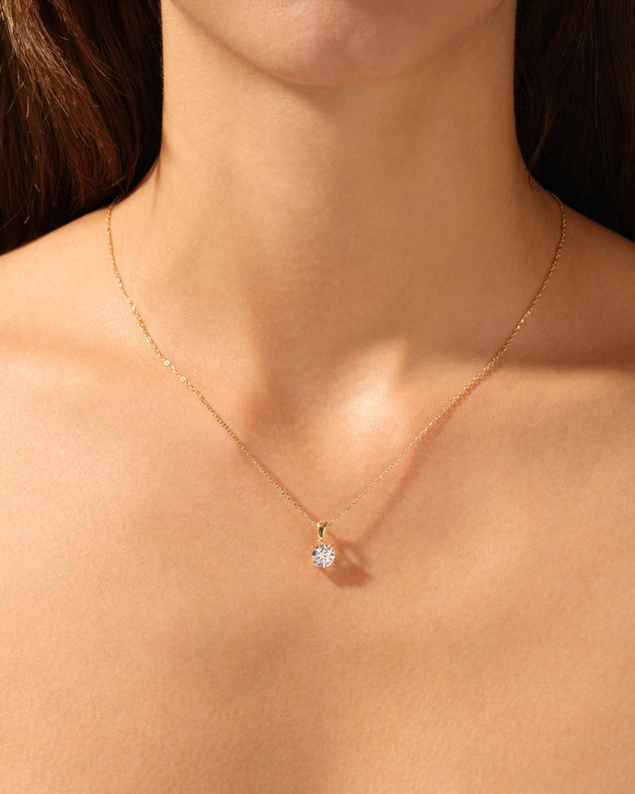 Round Cut Solitaire Moissanite Pendant Necklace image 2