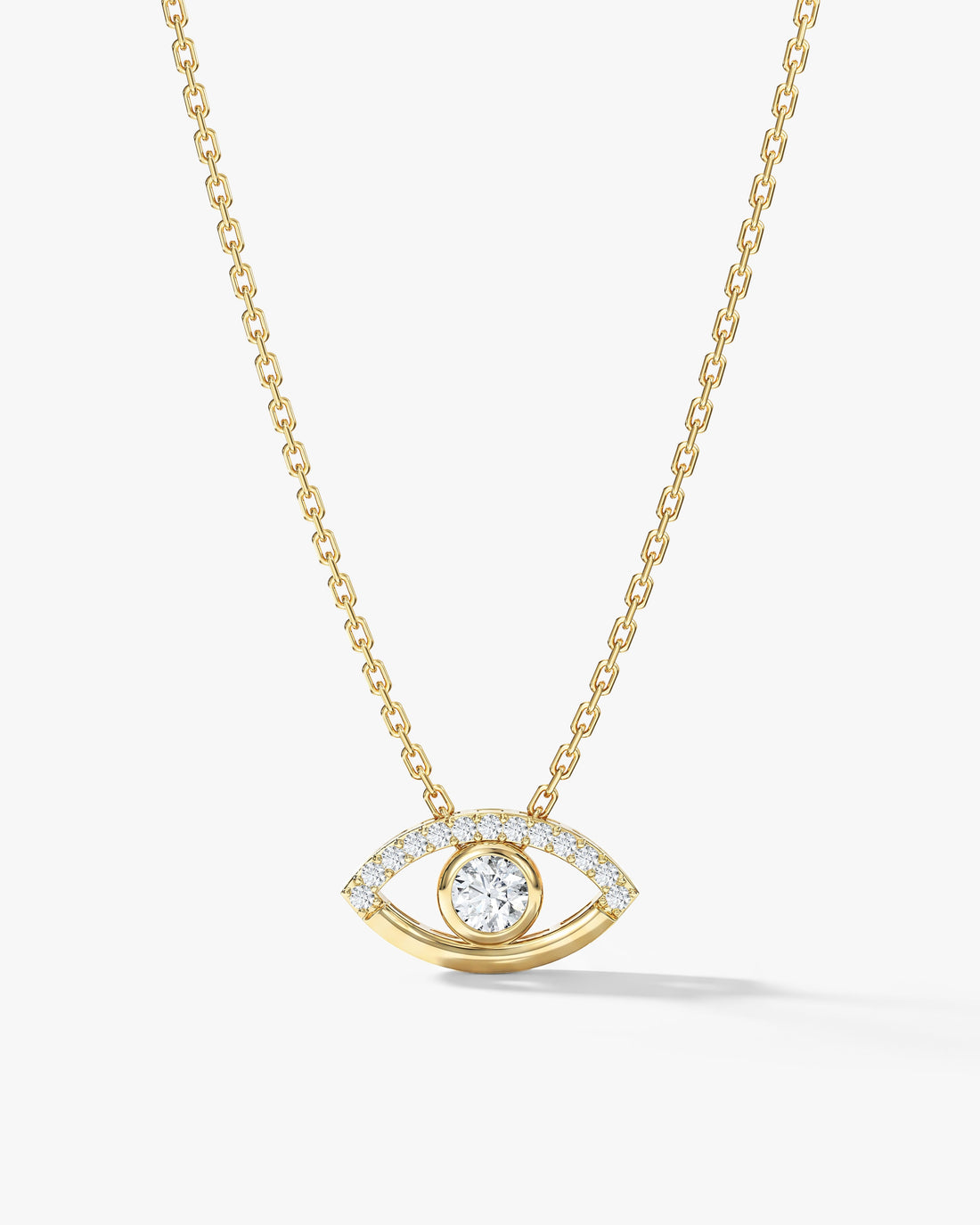 Round Evil Eye Moissanite Pendant Necklace image 1