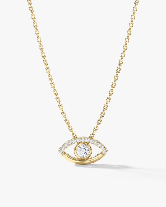 Round Evil Eye Moissanite Pendant Necklace image 1