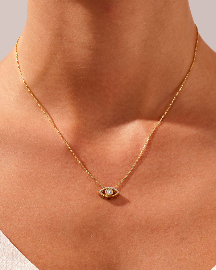 Round Evil Eye Moissanite Pendant Necklace image 2