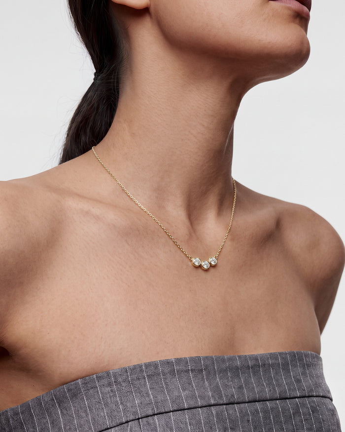Trio Bezel Set Moissanite Pendant Necklace image 2